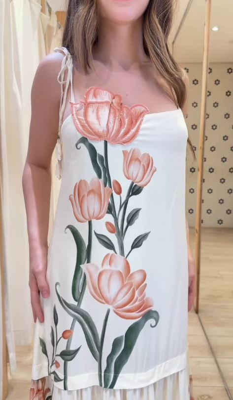 Vestido Longo Jardim de Tulipas